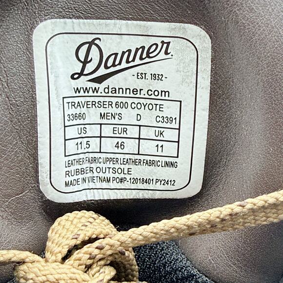 Danner Mens Traverser 600 Climbing Boots US 11.5 Brown Leather Water Resist NWOB main image 7